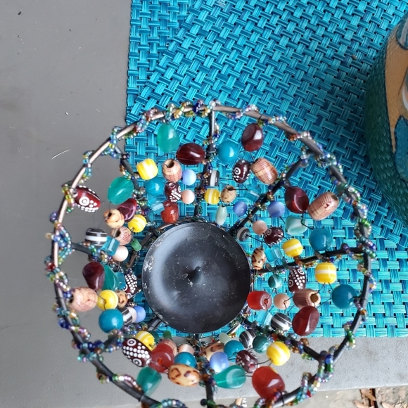 Colorful Beaded Wire Basket - Picture 2 of 2